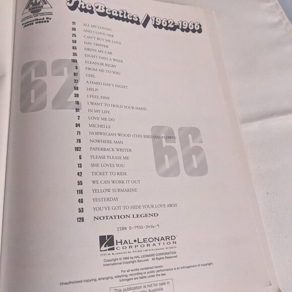 The Beatles 1962-1966 Guitar Sheet Music Book - Picture 3 of 4